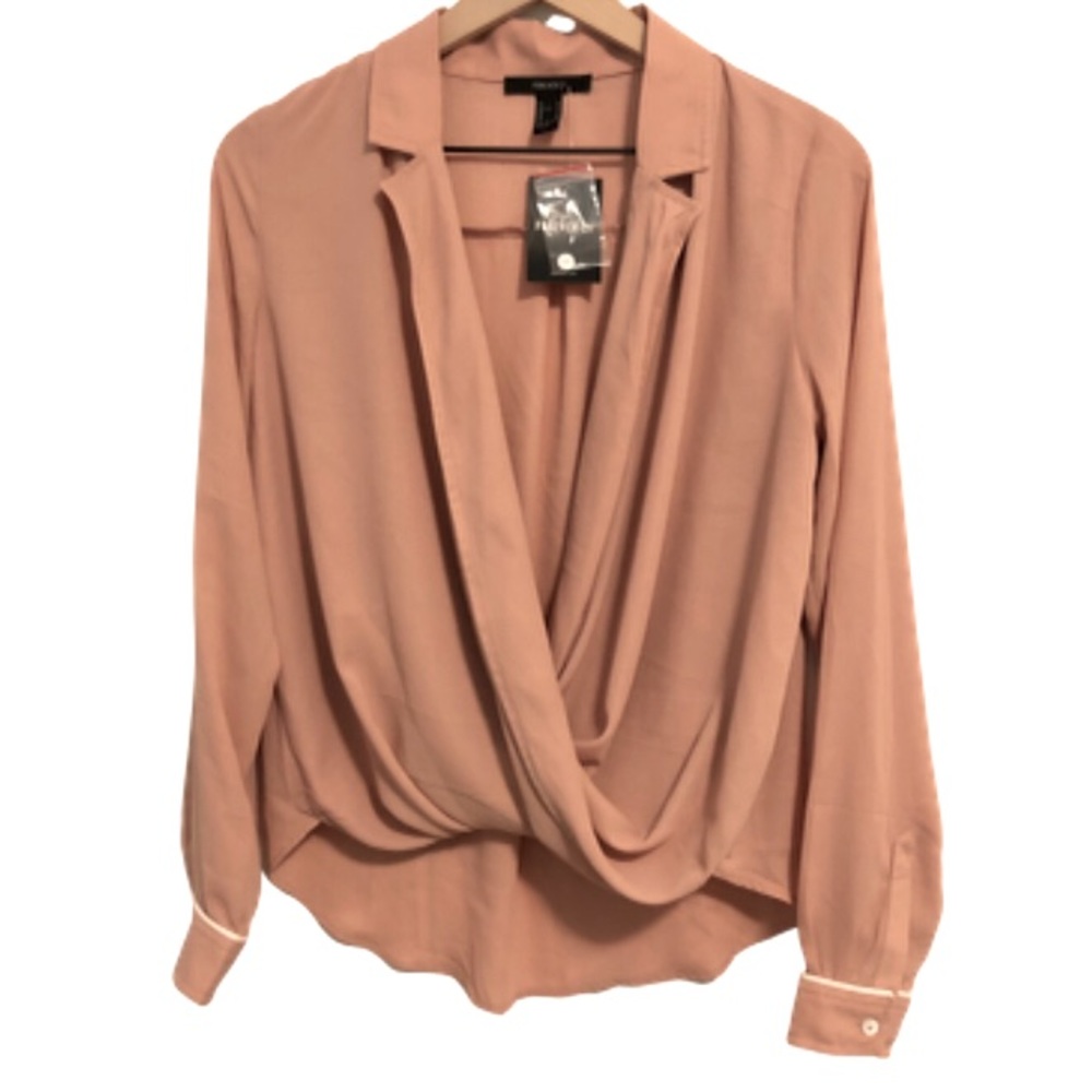 2/$20 NWT Forever 21 Medium Pink Faux Wrap Hi Low Blouse